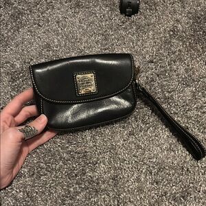 Dooney & Bourke Black Clutch with silver Hardware